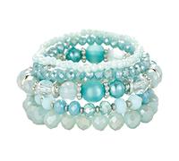 Noessla Pulsera elástica bohemia con cuentas de cristal, apilables, de colores, joyería de moda, regalos para el día de la madre para mujeres, 18 cm, Vidrio, Sin gemas.
