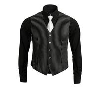 Nofonda 1920s Disfraz de Gangster,Camisa,Chaleco y Corbata,Traje Vintage de Mafia de Gangster Boss para Hombre (S)