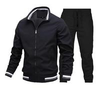 NOFS Trapstar - Conjunto deportivo informal de dos piezas para hombre, con parte superior de manga larga con cremallera y pantalones con puños, conjunto de chándal PSG, chaqueta de invierno y