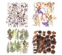 NogaMoga Pegatinas Scrapbooking, 80 Piezas Pegatinas de Flores, Plantas, Piñas, Algodón, Sets de Pegatinas Decorativas Stickers Transparentes Pegatinas para Journal, Álbumes de Recortes, Cuadernos