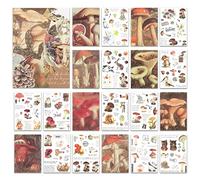 NOGAMOGA Pegatinas Scrapbooking Sticker Journaling, Kit de Pegatinas Vintage, Ephemera Accesorios para Junk Journal, Set de 20 Hojas, 15,0 cm × 10,5 cm - Marrón (Setas y Conejos)