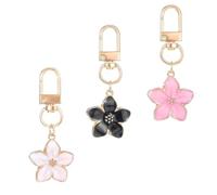 Nogeqi 3 llaveros de flores astéticos, lindos llaveros de flores, lindo llavero flor, bolso colgante flor pequeña