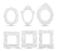 Nogeqi 6 piezas vintage mini marcos de fotos blanco miniatura marcos de fotos pequeños marcos de fotos de resina miniatura marcos de fotos mini marcos de fotos para pared mesa estante imagen