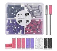 Nogeqi 82 piezas pequeñas fresas de uñas, mini tapas de lijado, 80/120/180/240 con 2 brocas de 3,4 mm para esmalte de uñas, manicura, pedicura, arte de uñas