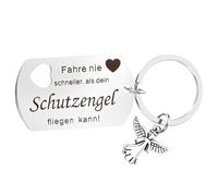 Nogeqi Fahr Vorsicht Schlüsselanhänger Schutzengel Drive Safe Schlüsselanhänger Auto Glücksbringer Anhänger Motorrad Führerschein Bestanden Geschenk für Männer Frauen Freund Ihn Ehemann Vater Papa