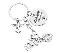 Nogeqi Llavero de moto con diseño de ángel de la guarda, con texto en alemán "Drive Safe Glücksbringer Auto Motorrad Geschenke für Männer Frauen, Führerschein Bestanden Geschenk