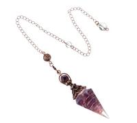 Nogeqi Péndulo de cristal esoterismo, péndulo natural de cristal, piedras preciosas conos amatista colgante con cadena hexagonal para brujería adivinación ceremonia Reiki brujería meditación