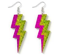 Nogeqi Retro Blitz Ohrringe Neon Ohrringe Damen Acryl bunte Lightningohrringe Hängeohrringe Vintage 80er 90er Jahre Outfit Damen Neon Accessoires für Mottoparty Kostüm Masquerade Weihnachten Karneval