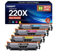 NOGIVY 220X Toner (con Chip) Compatible para HP 220A 220X Toner para HP Color LaserJet Pro MFP 4302DW 4302FDW 4202DN 4302FDN 4202DW W2200X W2201X W2202X W2203X (1negro, 1cian, 1amarillo, 1magenta, 4