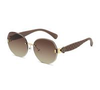 Nogkdyc Gafas de sol ovaladas sin montura para mujer, estilo retro, con borde de corte, modernas, acolchadas, templos no polarizados, UV400, C2, A