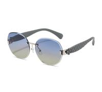 Nogkdyc Gafas de sol ovaladas sin montura para mujer, estilo retro, con borde de corte, modernas, acolchadas, templos no polarizados, UV400, C3, A