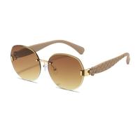 Nogkdyc Gafas de sol ovaladas sin montura para mujer, estilo retro, con borde de corte, modernas, acolchadas, templos no polarizados, UV400, C5, A