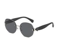 Nogkdyc Gafas de sol ovaladas sin montura para mujer, estilo retro, con borde de corte, modernas, acolchadas, templos no polarizados, UV400, C1, A