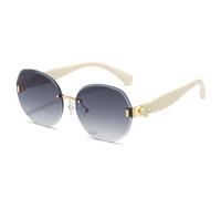 Nogkdyc Gafas de sol ovaladas sin montura para mujer, estilo retro, con borde de corte, modernas, acolchadas, templos no polarizados, UV400, C4, A