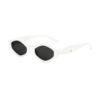 Nogkdyc Gafas de sol vintage con rombos para mujer, con montura pequeña, lentes de sol geométricos de moda, no polarizados, protección UV380 para estilo urbano, blanco y gris, A