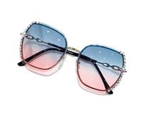 Nogkdyc Lentes de sol de gran tamaño para mujer, lentes degradados, lentes de sol de moda dulces y brillantes, no polarizados, protección UV400, azul/rosa, A