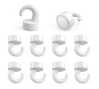 NogmeTaa mini imanes fuertes con gancho para oficina, aula, barco de crucero y cocina, encantadores ganchos magnéticos de neodimio para frigorífico - 10 piezas por paquete (blanco)