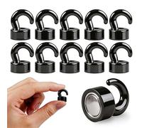 NogmeTaa Mini imanes fuertes con ganchos para oficina, aula, crucero y cocina, lindos ganchos magnéticos de neodimio para frigorífico, 10 unidades por paquete (negro)
