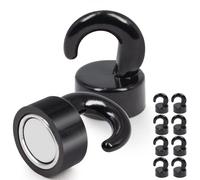 NogmeTaa Mini imanes fuertes con ganchos para oficina, aula, crucero y cocina, lindos ganchos magnéticos de neodimio para frigorífico, 10 unidades por paquete (negro)
