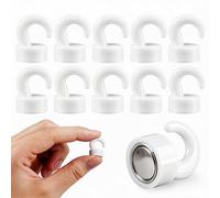 NogmeTaa Mini imanes fuertes con ganchos para oficina, aula, crucero y cocina, lindos ganchos magnéticos de neodimio para frigorífico, 10 unidades por paquete (blanco)