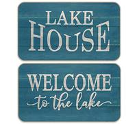 NOGRIT Welcome to The Lake - Juego de 2 tapetes antideslizantes para puerta de 17 x 30 pulgadas, decoración artística temática de lago para el hogar, puerta delantera, porche, exterior, interior, baño, dormitorio, decoración de cocina