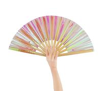 Nogsay Abanico plegable de bambú Oxford Kungfu Rave abanico grande, plegable, para decoración de verano, para bodas, fiestas, bailes, festivales de música, rendimiento (color mixto 2#)