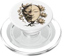 Noh Mask Demon Buddha Zen Japón Lotus Balance Art PopSockets PopGrip para MagSafe