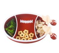 nohlerlife Placa de succión para bebé con cuchara y tenedor incluido, Plato Ventosa Bebe de Silicona para Niños Pequeños, Platos de Bebé Antideslizante (Rugby-Brown)