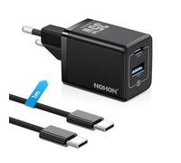 NOHON 35W Cargador USB C：Enchufe USB C de 2 Puertos PD+QC con Cable Typ-C de 1M, GAN Cargador USB C Carga Rapida Compatible con iPhone 15/15 Pro/15 Pro Max/14/13/12, Samsung Galaxy, iPad