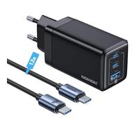 NOHON Cargador USB-C Carga Rapida: 65W GAN 3-Puertos PD3.0 Cargador | Enchufe USB C con 140W Tipo C Cable 1.2M | Compatible con MacBook Pro Air Airpods iPad iPhone 15 14 13 12 11 Samsung Galaxy S