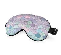 NOHSHE Máscara de dormir con escamas de sirena, máscara de ojos brillante, pez océano, rosa, azul, antifaz para dormir, bloqueo de luz, ajustable, suave, para mujer, descanso profundo, viajes