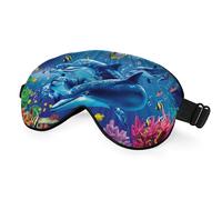 NOHSHE Máscara de ojos de delfín, máscara de dormir, pez de mar, ballena, estrella de mar, océano, mundo, máscara para dormir, suave y sedosa, para mujeres y hombres, para viajar en avión