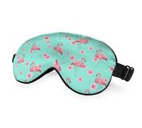 NOHSHE Máscara de ojos de flamenco rosa, máscara de dormir con flores rosadas tropicales, máscaras azules para dormir, suaves y sedosas, para mujeres y hombres, para usar en viajes en avión