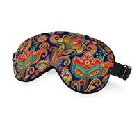 NOHSHE Máscara de ojos floral de cachemira, adorno retro, bohemio, patrón étnico, máscara para dormir, suave y sedosa, para mujeres y hombres, para usar en viajes en avión