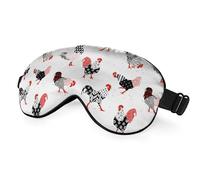 NOHSHE Máscara de ojos para dormir con diseño de gallo y pollo, lindo y divertido animal chino, máscara de ojos de seda, cubierta suave para mujeres, niños y niñas, viajes, con correa elástica