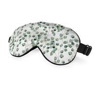 NOHSHE Máscara de ojos verde floral para dormir, cubierta de ojos, acuarela, eucalipto, hojas redondas, ramas, máscara de ojos de seda para dormir con correa ajustable para viajes, siesta, trabajo,