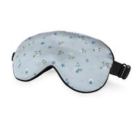 NOHSHE Máscara de seda floral para dormir, patrón de plantas florecientes, color azul claro, blanco, máscara de ojos con correa ajustable, ligera para mujeres, trabajo, viajes, noche de sueño