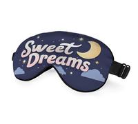 NOHSHE Sweet Dreams - Antifaz de seda para dormir, antifaz para dormir, color azul oscuro, cielo y luna, con correa ajustable, ligero, para mujeres, trabajo, viajes, noche de sueño