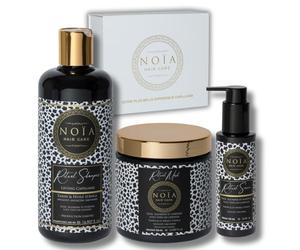NOïA Hair - Set Trio Professionnel RITUAL - Champú 500 ml + máscara 500 ml + sérum 100 ml - Nutrición y brillo - Cuidado suave - Cabello seco o indisciplinado