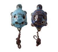 NOIAFZY 2 adorables flautas de cerámica de tortuga pequeña, diseño único de 6 agujeros, accesorios de la serie de transformación de horno artesanal