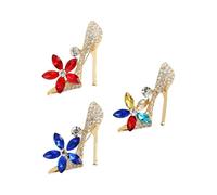 NOIAFZY 3 broches de zapatos de tacón alto con diamantes de imitación brillantes elegantes para accesorios de ropa, S, Metal, aleación de zinc, No es una piedra preciosa