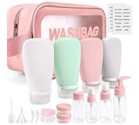 Noideeer Set di 18 Bottiglie da Viaggio in Silicone, Contenitori Liquidi Approvati per l'Aviazione, Adatti per Shampoo, Lozione, Risciacquo, Gel Doccia, con Etichette e Beauty Case da Viaggio