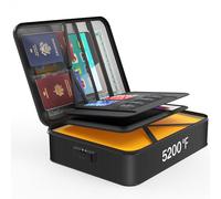 Noiposi Organizador de documentos con aislamiento térmico de 2,871.1 °C, resistente al agua e ignífugo con cerradura, caja de almacenamiento fuerte e ignífuga para documentos importantes y archivos de