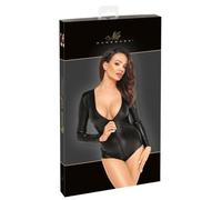 Noir Body de manga larga en piel de serpiente mate para mujer Negro XL