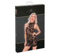 Noir - Minivestido negro bordado floral sin mangas