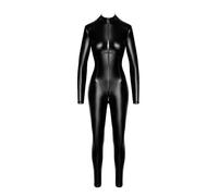 Noir Handmade Mono de aspecto mojado F331, exclusivo mono de aspecto mojado, con material elástico y emocionante cremallera de 3 vías hasta la entrepierna, Negro , L