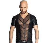 Noir Handmade Club Wear Hombres de camiseta de tul y wetlook Fiesta Ropa