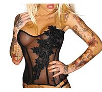Noir Handmade - F117 amorous Lencería Transparente con bordado negro negro XXL