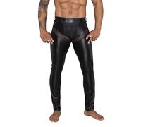 Noir Handmade - Pantalones de Hombre De Powerwetlook Con 3D-Netz Negro - S-3XL