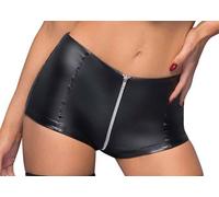 Noir Handmade - Sexy Efecto Mojado Hüft-pants Con 2-Wege-Zip Negro - S-3XL